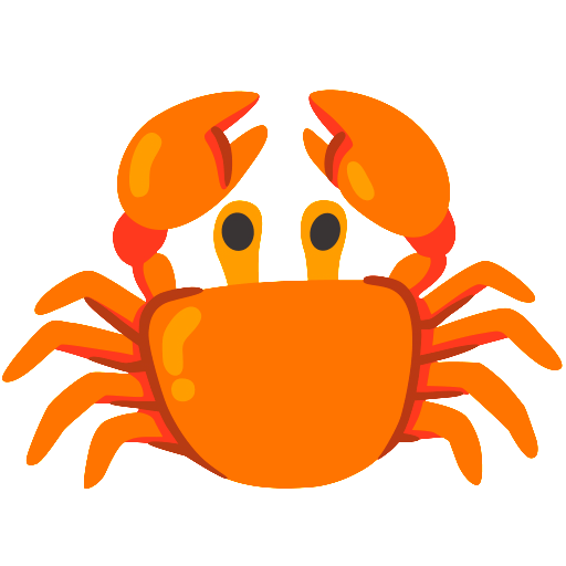 Animated orange crab mascot representing Molty